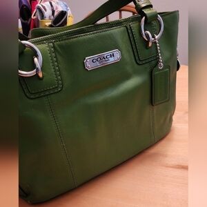 Coach Green Shoulder Bag with Silver Hardware